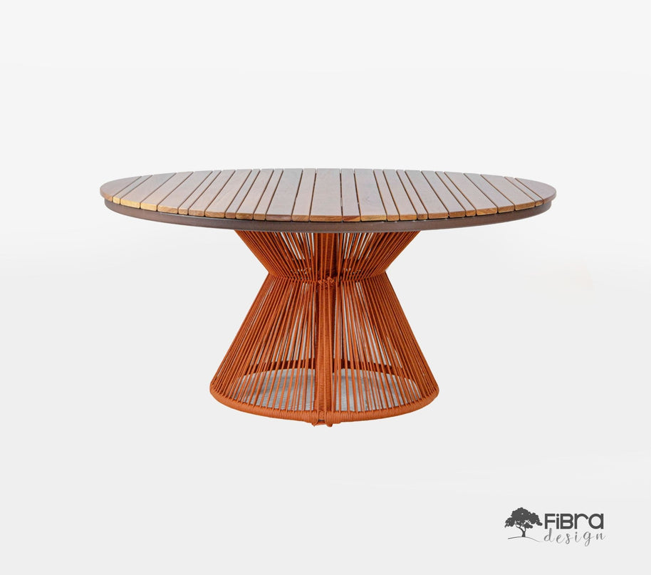 Mesa Ripada Assimétrica em Madeira Cumaru Base Cone em Corda