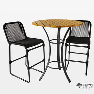 Conjunto Mesa Bistrô em Madeira Cumaru e Banqueta Retrô