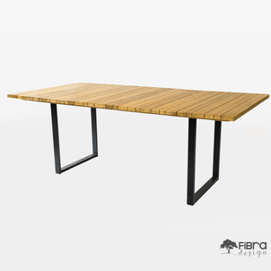 Mesa Ripada em Madeira Cumaru com Base  Recuada 