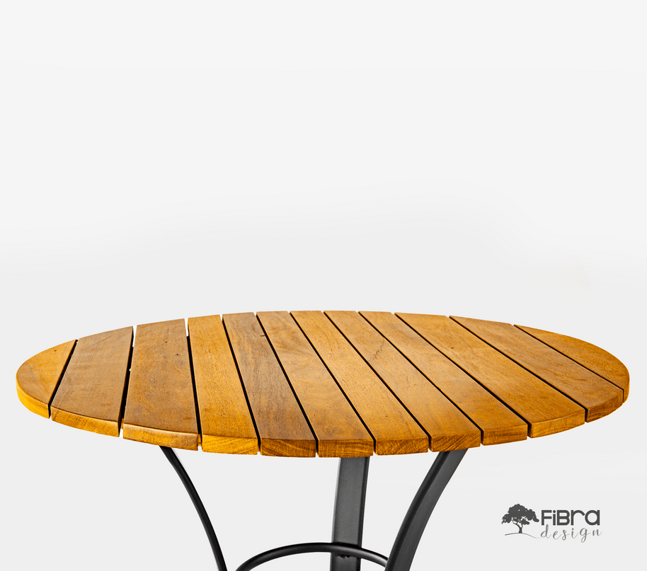 Conjunto Mesa Bistrô em Madeira Cumaru e Banqueta Retrô