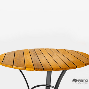 Conjunto Mesa Bistrô em Madeira Cumaru e Banqueta Retrô