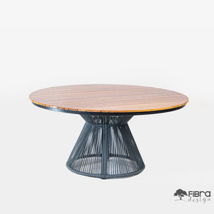 Mesa Ripada Assimétrica em Madeira Cumaru Base Cone em Corda