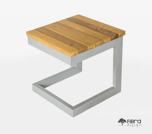 Mesa "C" com Tampo em Madeira Cumaru