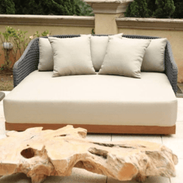 Chaise Day Bed Havana Wood Trama Raquete em Corda Náutica