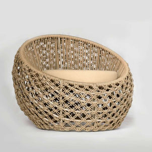 Poltrona Macrame Semi Obaulada em Corda