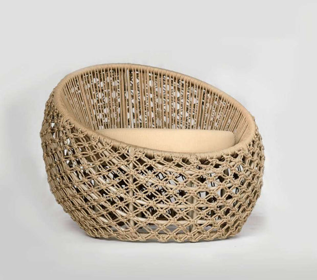 Poltrona Macrame Semi Obaulada em Corda