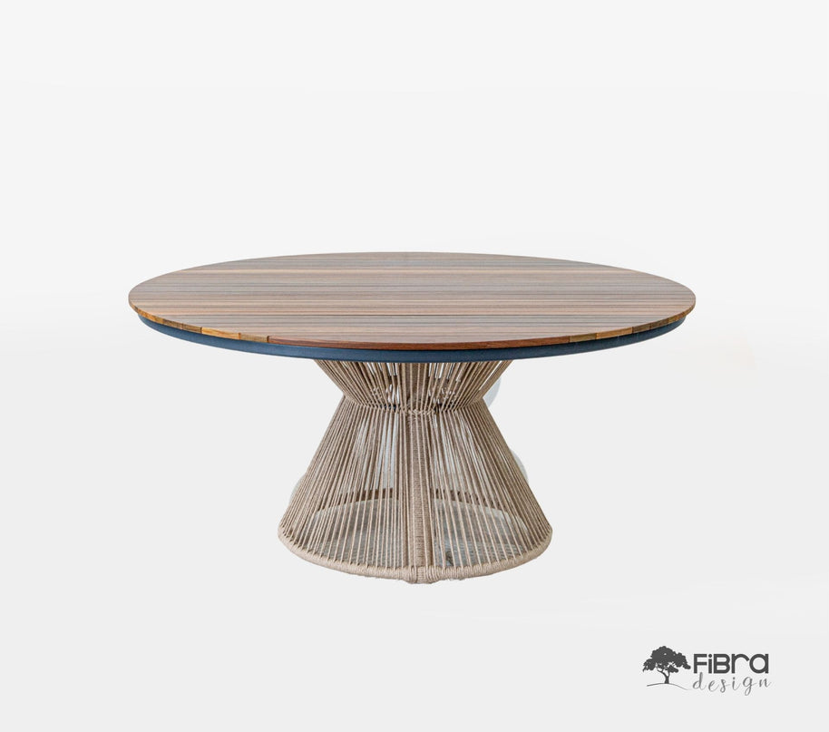 Mesa Ripada Assimétrica em Madeira Cumaru Base Cone em Corda