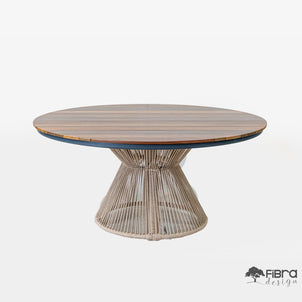 Mesa Ripada Assimétrica em Madeira Cumaru Base Cone em Corda
