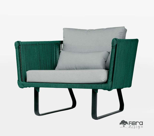Conjunto Sofá Trancoso Sofá e Poltronas 4 Lugares em Corda Nautica