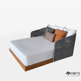 Chaise Day Bed Havana Wood em Corda Náutica Madeira