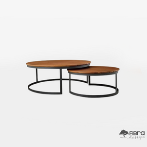 Mesa de Centro Côncavo Tampo em Madeira Cumaru, Base em Alumínio