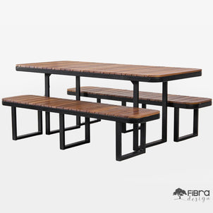 Mesa de Jantar Slim Tampo em Madeira Cumaru e Base 