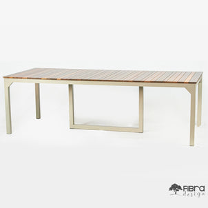Mesa de Jantar em Madeira Cumaru e Base em Alumínio C/ Banco Assento em Madeira e Pés em Alumínio