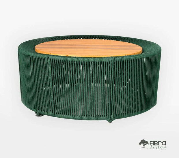 Mesa de Centro Staccato em Corda Nautica e C/ Tampo em Madeira