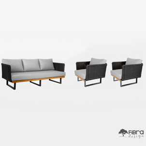 Conjunto de Sofá Jazz Aluminio 5 lugares em Corda Nautica