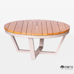 Mesa de Centro Aluminio C/ Tampo em Madeira Curmaru