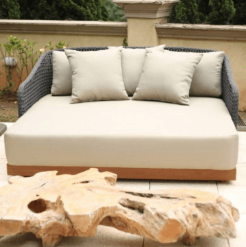 Chaise Day Bed Havana Wood Trama Raquete em Corda Náutica - Imagem 5