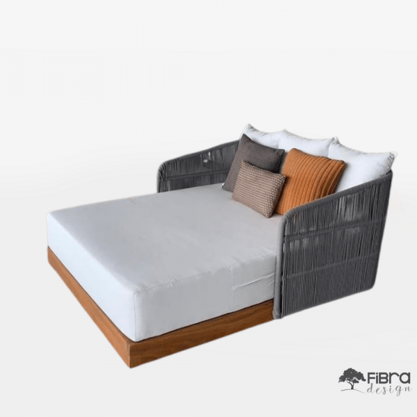 Chaise Day Bed Havana Wood em Corda Náutica Madeira - Imagem 3