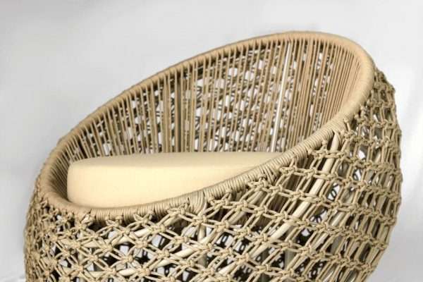 Poltrona Macrame Semi Obaulada em Corda - Imagem 2