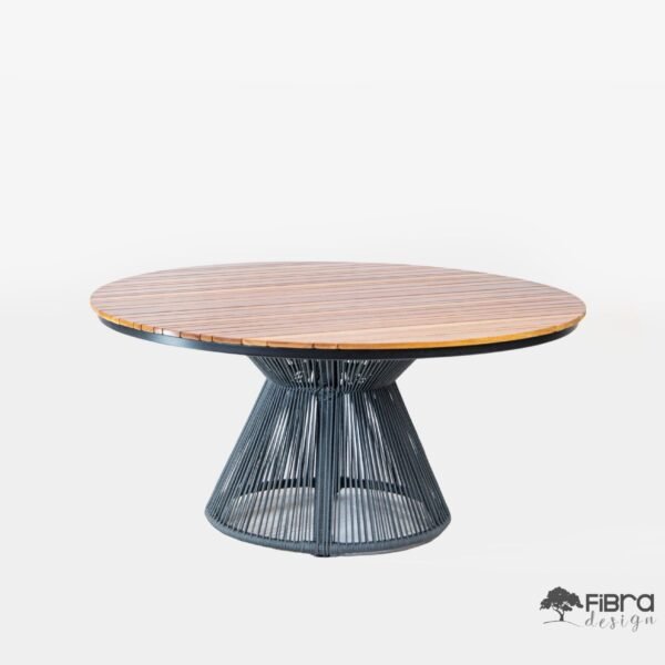 Mesa Ripada Assimétrica em Madeira Cumaru Base Cone em Corda