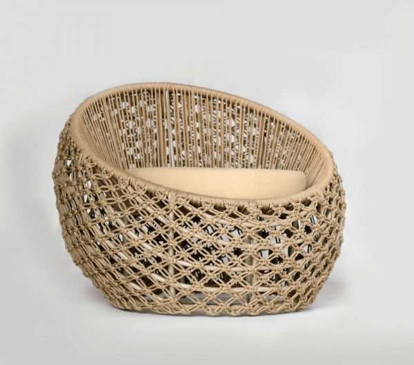 Poltrona Macrame Semi Obaulada em Corda